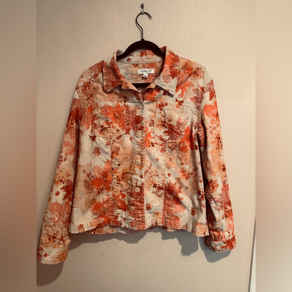Coldwater Creek Women's Floral Jacket - Orange